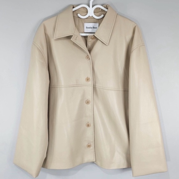 ARITZIA Sunday Best Gabby Vegan Leather Jacket Sz. Large - Picture 2 of 10